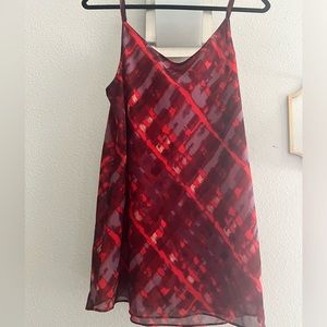 CAbi Womens Cherish Cami Tank Red Purple Print